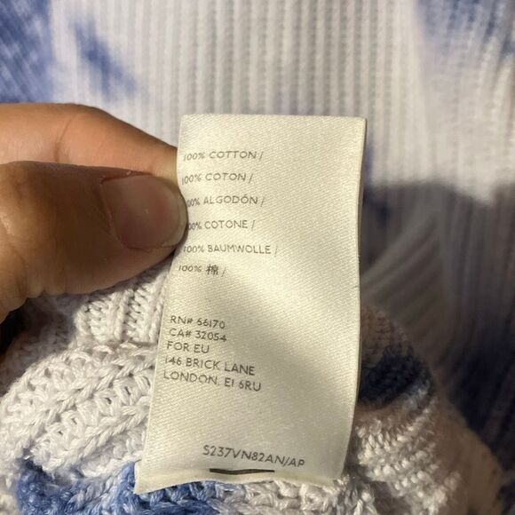 By Anthropologie V-Neck Tie-Dye Tight Knit Dolman 100% Cotton Sweater #759 - Picture 9 of 10